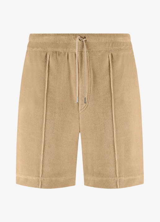 Aurélien Terry straight fit korte broek van badstof - voorkant 3 beige