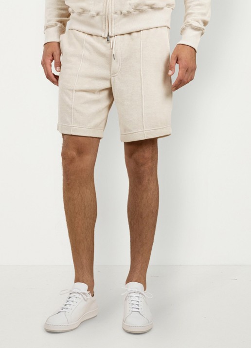 Aurélien Terry straight fit korte broek van badstof - detail 2 shell-101