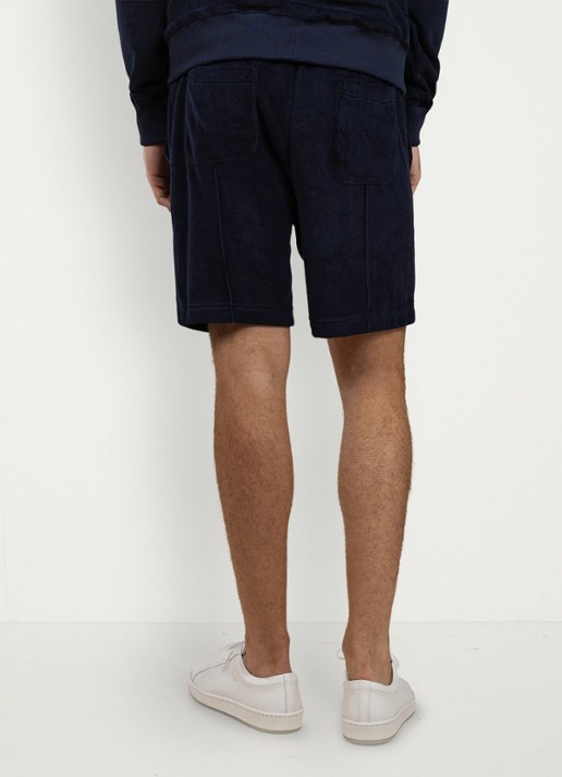 Aurélien Terry straight fit korte broek van badstof - achterkant 4 navy-410