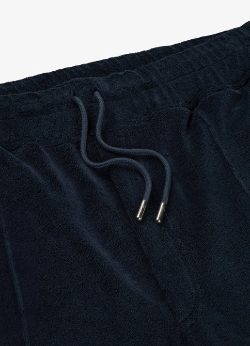 Aurélien Terry straight fit korte broek van badstof - detail 2 navy-410