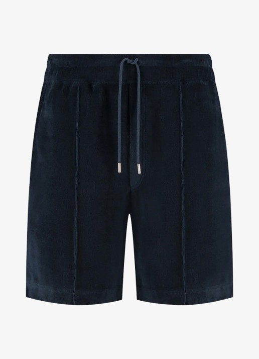 Aurélien Terry straight fit korte broek van badstof - voorkant 3 navy-410