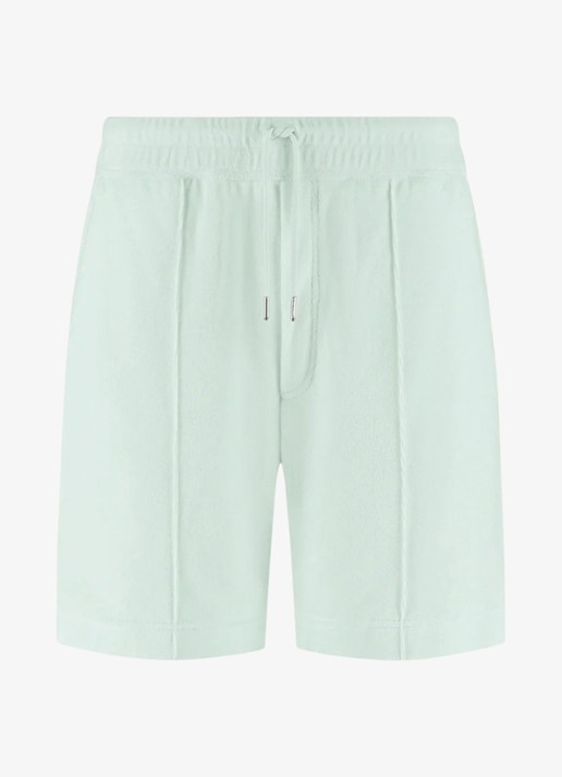 Aurélien Terry straight fit korte broek van badstof - voorkant 4 light aqua-456