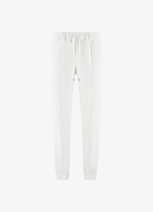 Aurélien Terry tapered fit pantalon van badstof - voorkant white-110