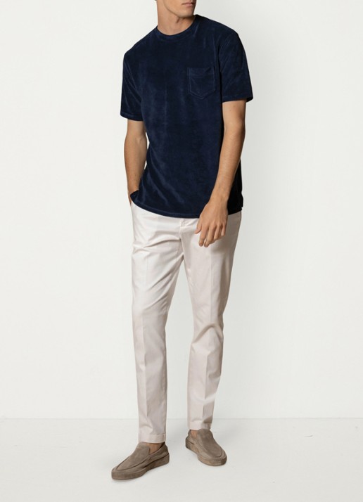 Aurélien Terry Towelling T-Shirt - voorkant 7 navy-410
