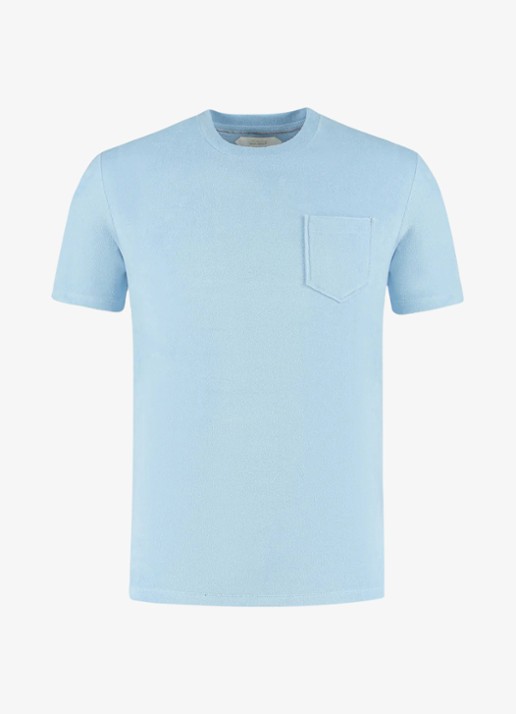 Aurélien Terry Towelling T-Shirt - voorkant 3 light blue-450