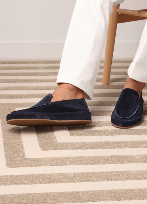 Aurélien Voyager loafer van suède - voorkant 6 dark navy-411 / blauw