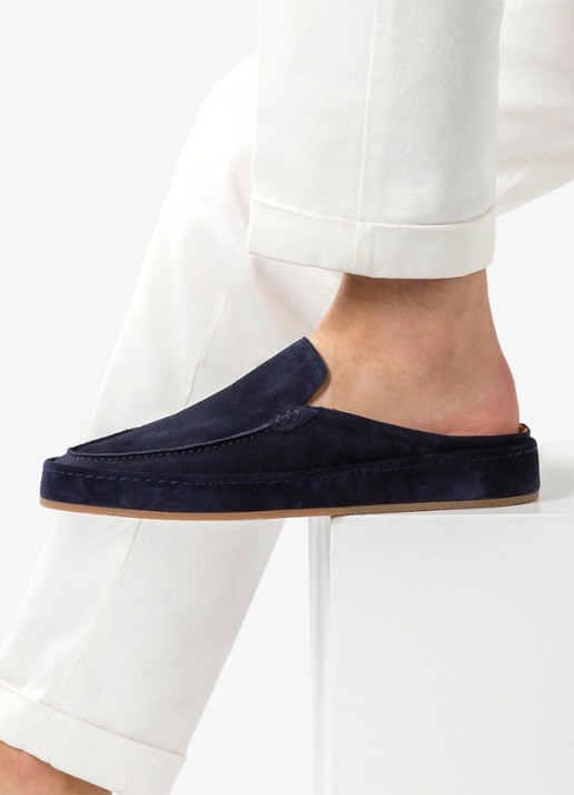 Aurélien Voyager loafer van suède - voorkant 6 navy-410 / blauw
