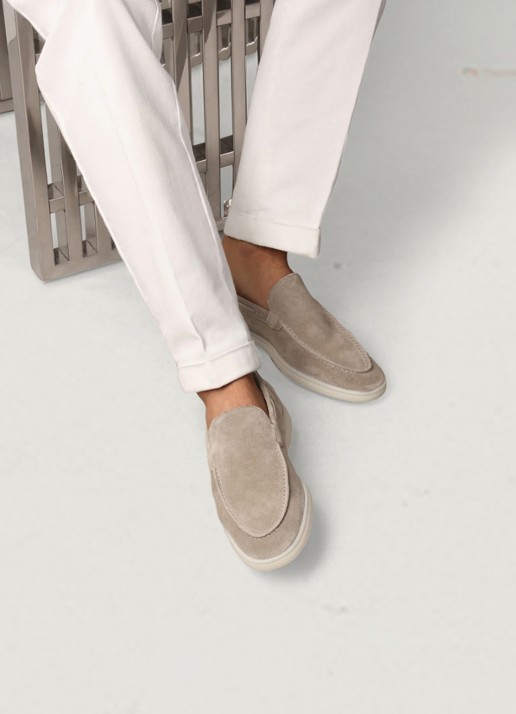 Aurélien Yacht loafer van suède - voorkant 6 light grey-50