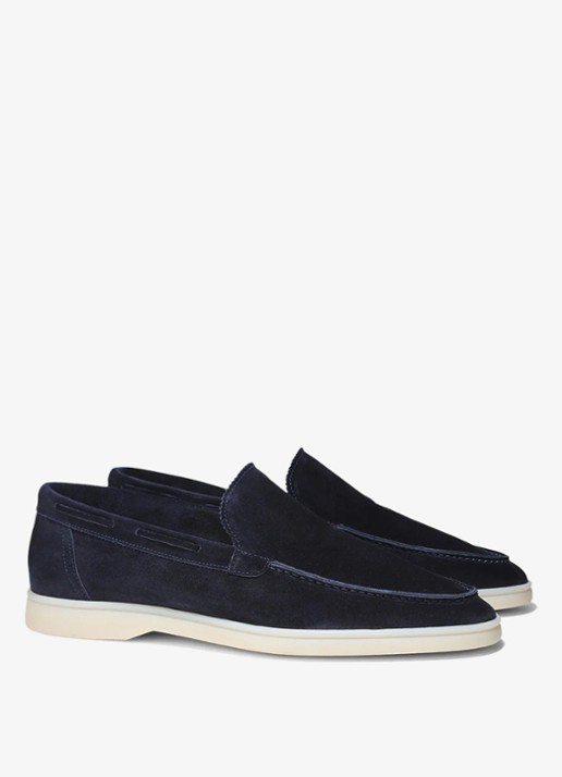 Aurélien Yacht loafer van suède - detail 4 navy-410 / blauw