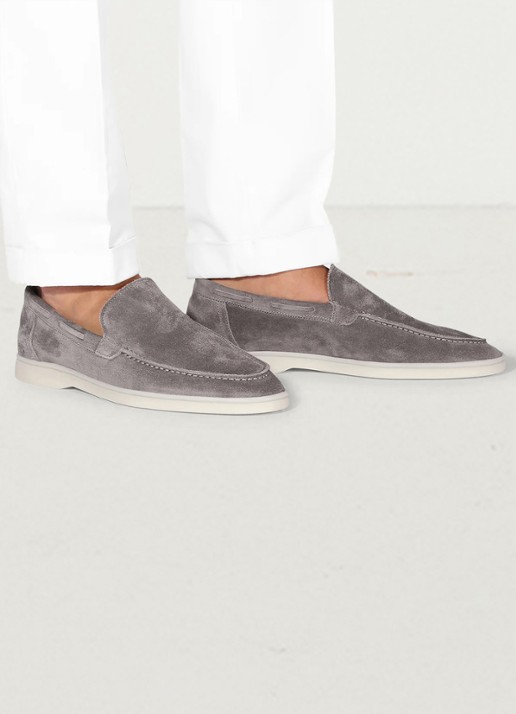 Aurélien Yacht loafer van suède - voorkant 5 grey-60 / grijs