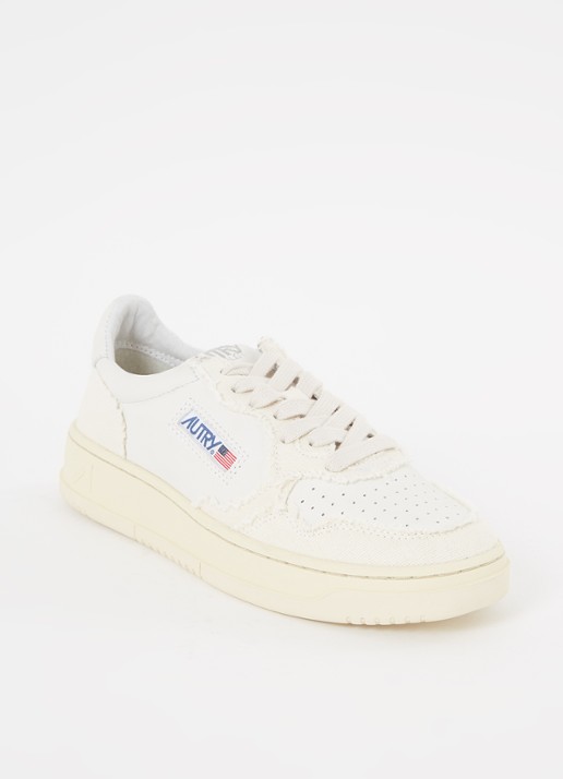 Autry Medalist Low Canvas sneaker van leer - voorkant 5 gebroken wit
