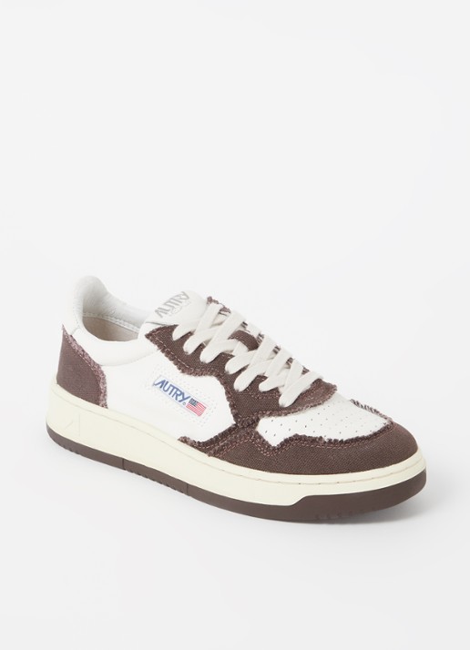 Autry Medalist Low Canvas sneaker van leer - voorkant donkerbruin