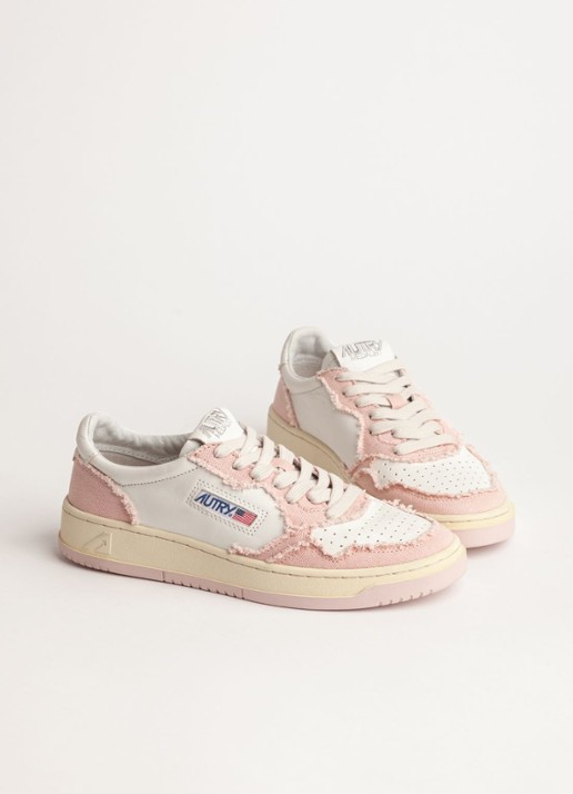 Autry Medalist Low Canvas sneaker van leer - detail 4 roze