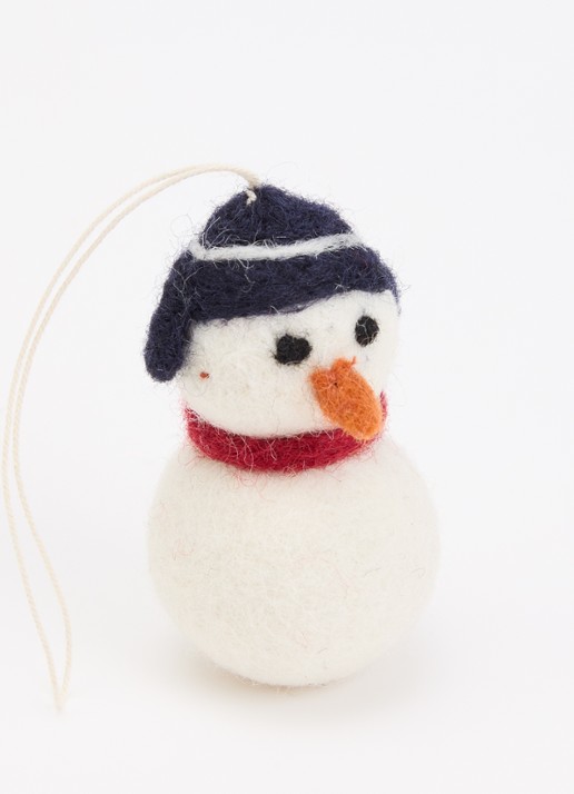 Aveva Sneeuwpop kersthanger 7 cm - detail 3 wit