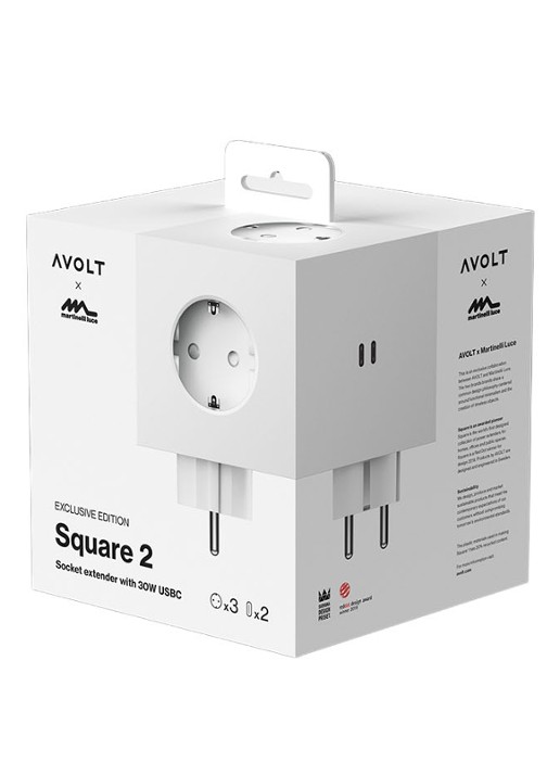 Avolt Square 2 Dual USB-C stekkerdoos 30W - voorkant 2 wit