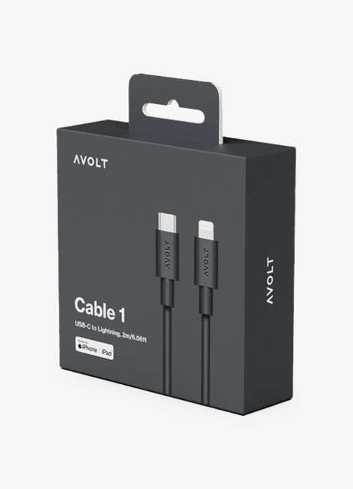 Avolt USB-C to Lightning oplaadkabel 60W - 2 meter - detail zwart
