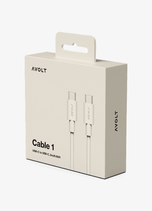 Avolt USB-C to USB-C kabel 100W - 2 meter - detail zand