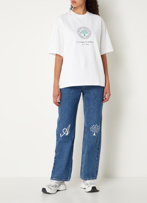 Axel Arigato AA x Mulberry Box Fit T-shirt met logo - unisex - voorkant 4 wit