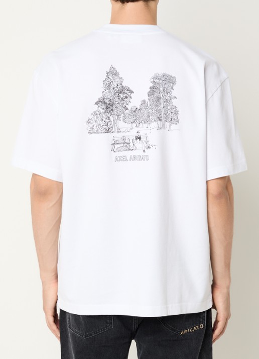 Axel Arigato Forest Sketch T-shirt met logo- en backprint - detail wit