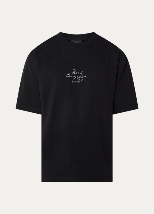 Axel Arigato Paris T-shirt met logoborduring - voorkant 3 zwart