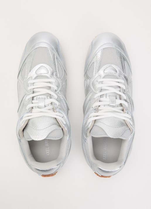 Axel Arigato Slow runner sneaker van leer met mesh details  - detail 3 zilver