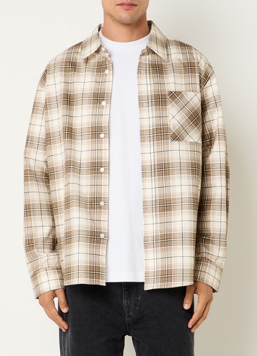 Axel Arigato Wicked overshirt met ruitdessin - detail gebroken wit