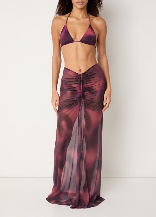 Aya Label The Athena maxi strandrok van mesh - voorkant 2 paars