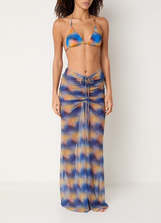 Aya Label The Athena maxi strandrok van mesh - voorkant 3 blauw