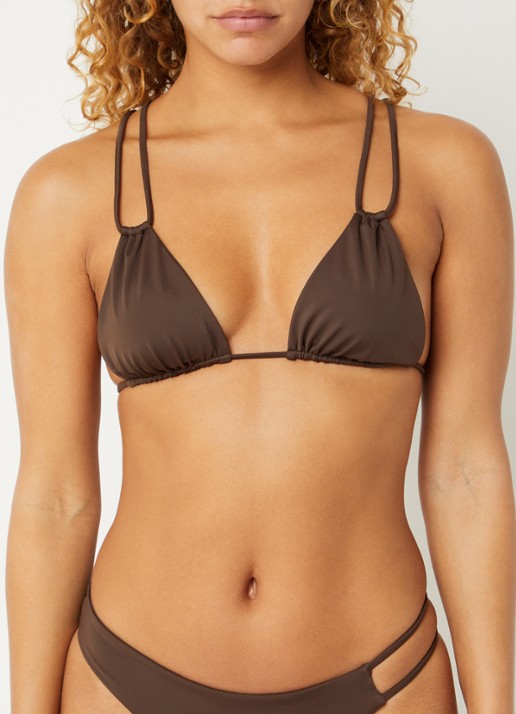 Aya Label The Rhea triangel bikinitop met uitneembare vulling - voorkant 3 donkerbruin