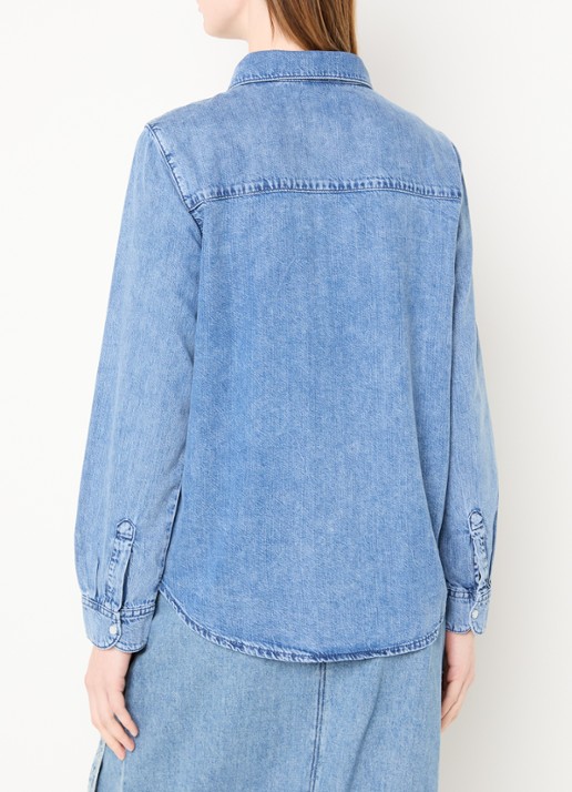 ba&sh Adali blouse van denim  - achterkant 3 blauw