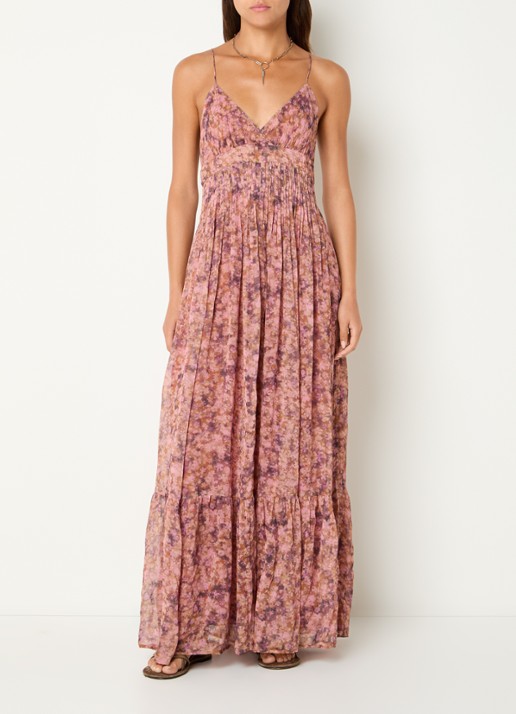 ba&sh Agnes maxi jurk met bloemenprint - detail 3 oudroze