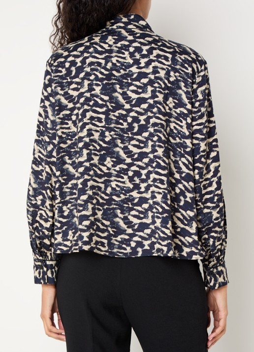 ba&sh Alejandro tuniek met print - achterkant donkerblauw