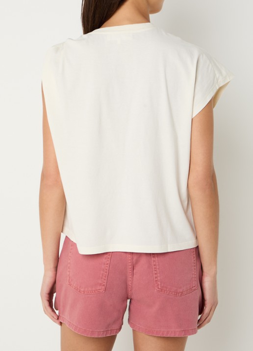 ba&sh Allia T-shirt met asymmetrische hals - achterkant 3 gebroken wit