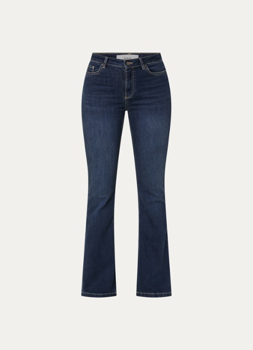 ba&sh Aommie mid waist flared jeans met donkere wassing - voorkant indigo