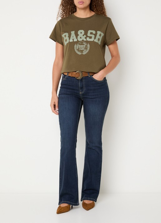 ba&sh Aommie mid waist flared jeans met donkere wassing - voorkant 2 indigo