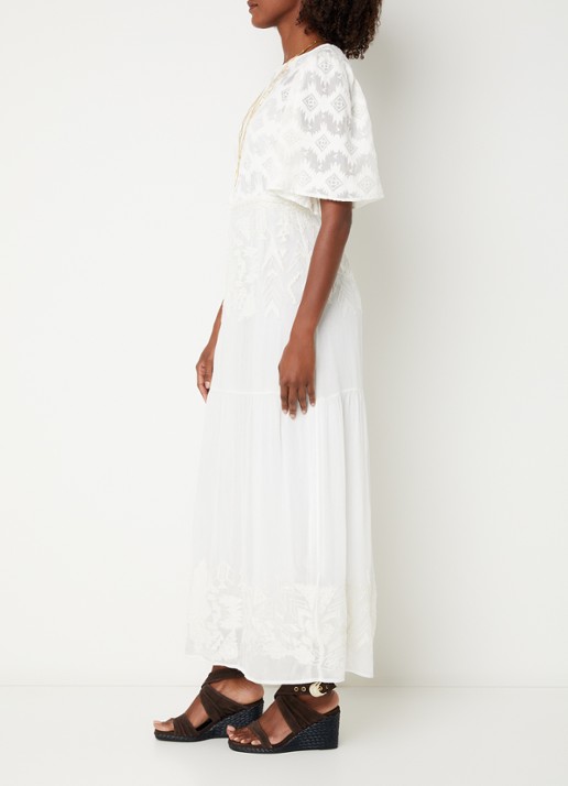 ba&sh Aphrodite maxi jurk met borduring - voorkant 3 wit