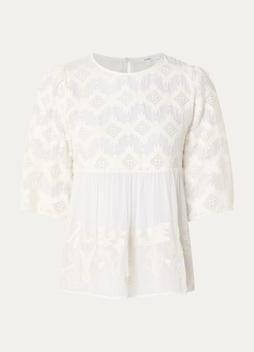 ba&sh Apollon blouse met borduring en pofmouw