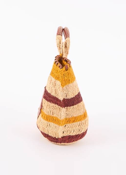ba&sh Ara handtas van raffia  - detail 3 camel