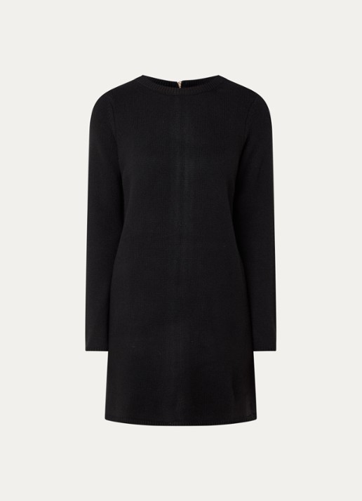 ba&sh Atess mini jurk in wolblend - voorkant 3 zwart