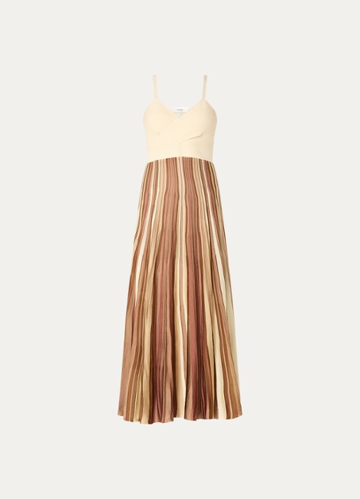 ba&sh Atia maxi jurk met streepprint - voorkant 2 bruin