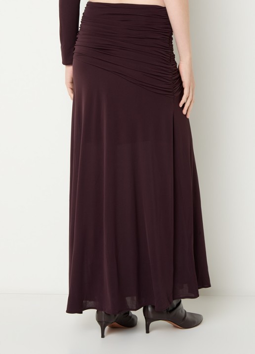 ba&sh Bailey maxi rok met asymmetrisch detail - achterkant 4 bordeauxrood