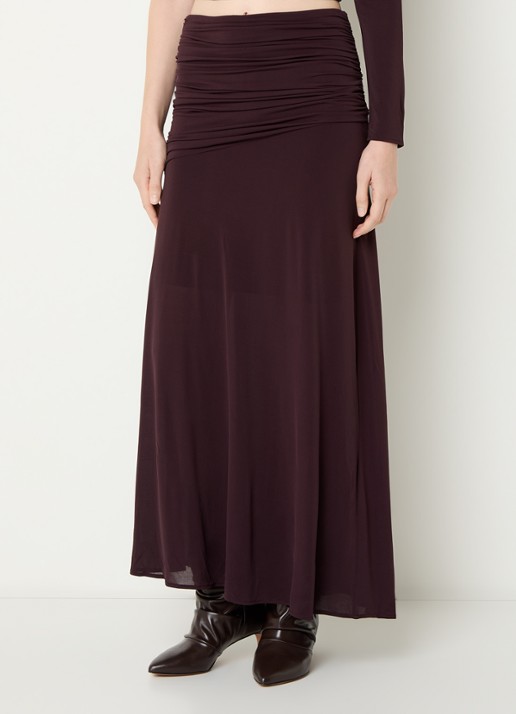 ba&sh Bailey maxi rok met asymmetrisch detail - detail 3 bordeauxrood