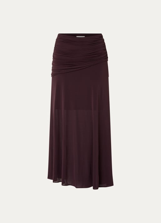 ba&sh Bailey maxi rok met asymmetrisch detail - voorkant bordeauxrood