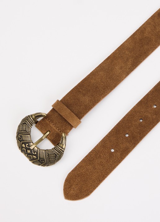 ba&sh Bandy riem van suède - detail cognac