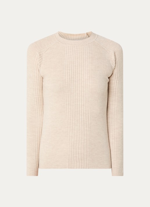 ba&sh Banny ribgebreide trui in wolblend - voorkant 3 beige