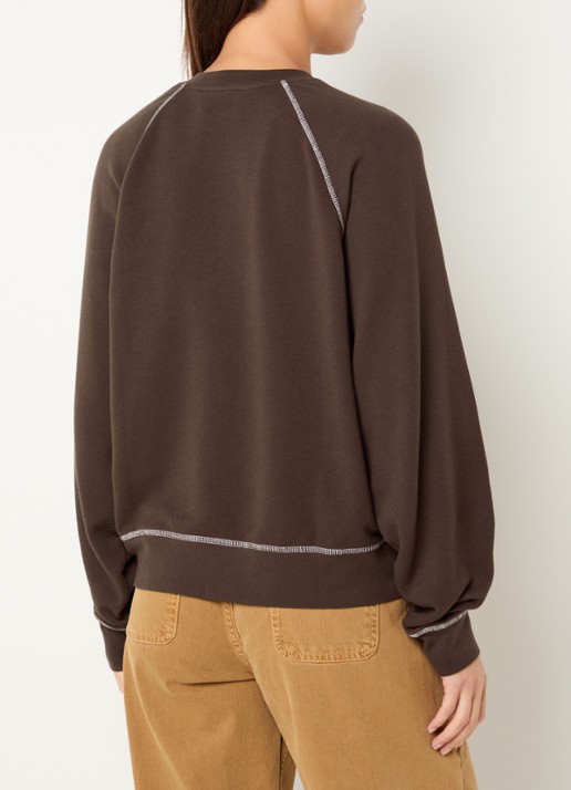 ba&sh Bart sweater met logopatch - achterkant chocoladebruin