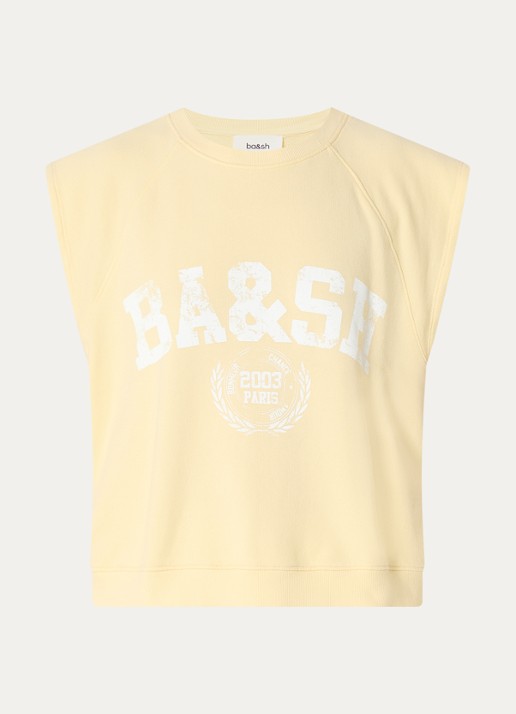 ba&sh Beata sweater met logoprint - voorkant lichtgeel