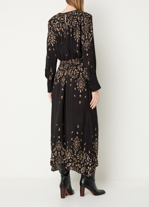 ba&sh Belline maxi tuniekjurk met print - achterkant 3 zwart