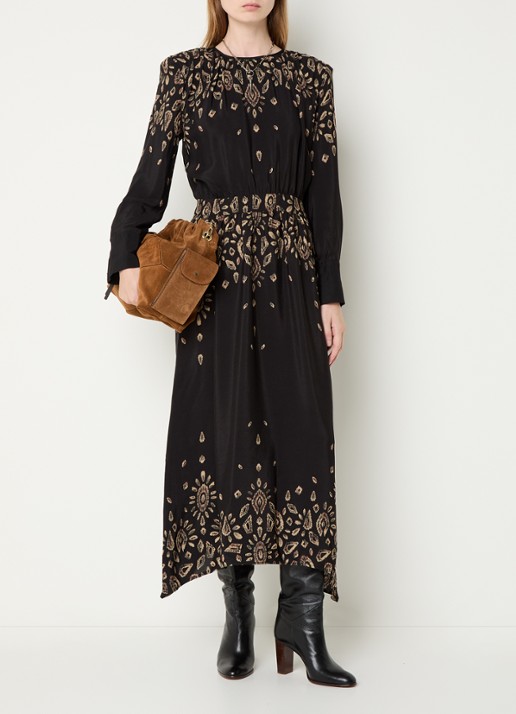 ba&sh Belline maxi tuniekjurk met print - detail 4 zwart