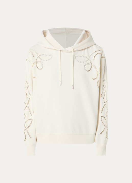ba&sh Beni hoodie met opengewerkt dessin - voorkant gebroken wit